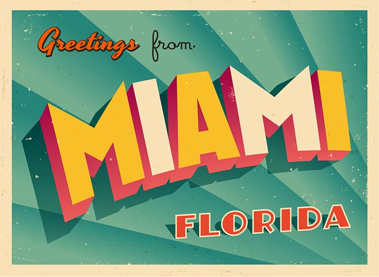 Greetings from Miami Florida vintage postcard